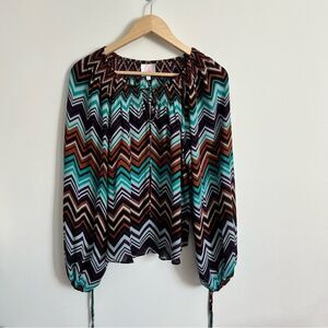 Parker Silk Blouse Top Shirt Abstract Multicolor Women’s XS